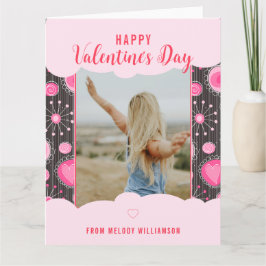 Glad Alla Hjärtans Dag Nyckfulla Rosa hjärtan blom Kort