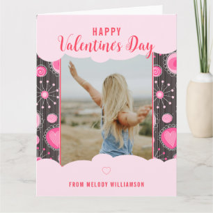 Glad Alla Hjärtans Dag Nyckfulla Rosa hjärtan blom Kort