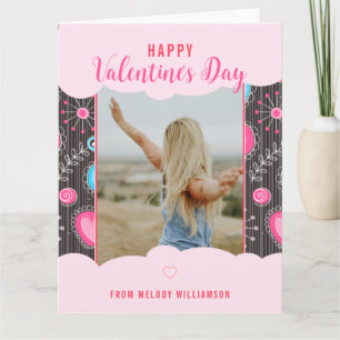 Glad Alla Hjärtans Dag Nyckfullhet Rosa Blått Hjär Kort