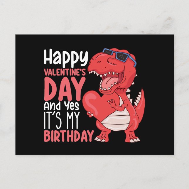 Glad Alla hjärtans dag och det är min födelsedag Vykort (Framsida)