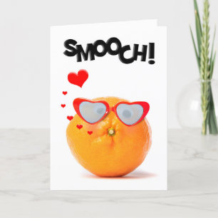 Glad Alla hjärtans dag Orange Fruktsam Kyss Helgkort