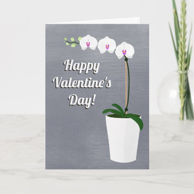 Glad Alla hjärtans dag Orchid Flowers Blank Inside Anteckningskort (Framsida)