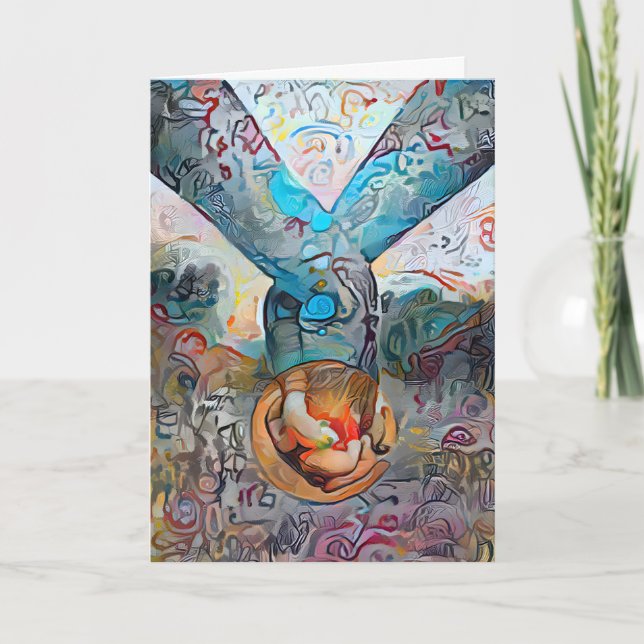 Glad Alla hjärtans dag Ord Holding Händer Helgkort (Framsida)