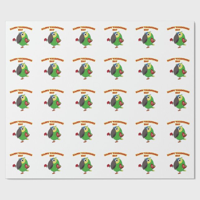 glad alla hjärtans dag papegoja presentpapper (Platt)