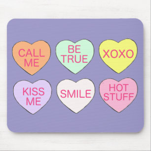 Glad Alla hjärtans dag Pastel Candy Hearts Kärlek Musmatta