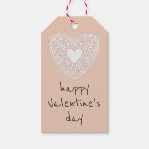 Glad Alla hjärtans dag Peach Snöre Heart Presentetikett