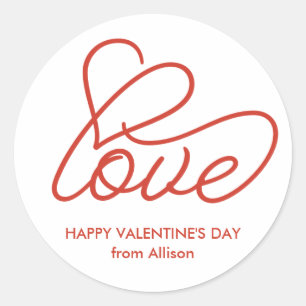 Glad Alla hjärtans dag, Personlig Kärlek Sticker Runt Klistermärke