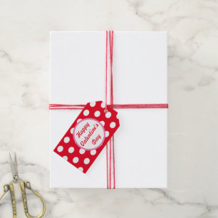 Glad Alla hjärtans dag Polka Dot Gift-Märkre (röd) Presentetikett