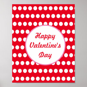 Glad Alla hjärtans dag Polka Dot Wall Poster (röd)