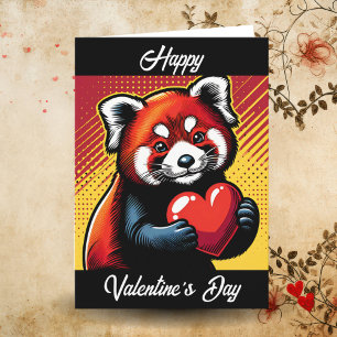 Glad Alla hjärtans dag Pop Art Red Panda Kort