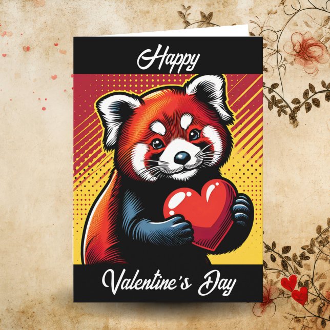 Glad Alla hjärtans dag | Pop Art Red Panda Kort (Skapare uppladdad)