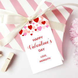 Glad Alla Hjärtans Dag presentkort, röda och rosa  Presentetikett