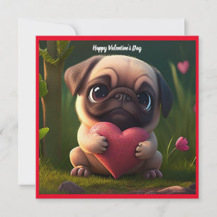 Glad Alla hjärtans dag Pug Hund Julkort