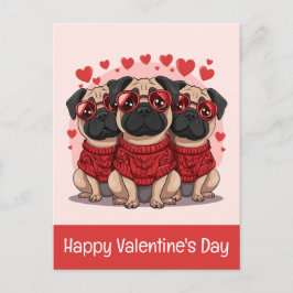 Glad Alla Hjärtans Dag Pug Hundsar Vykort