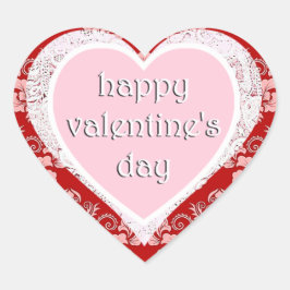 Glad Alla hjärtans dag Red and Rosa Vintage Hjärtformat Klistermärke