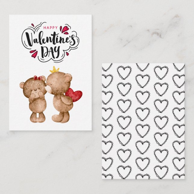 Glad Alla hjärtans dag Red Bear School Valentine Anteckningskort (Fram/baksida)