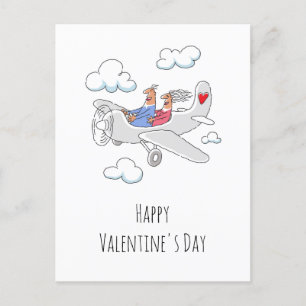 Glad Alla hjärtans dag Red Heart Älskare-flygplan Helg Vykort