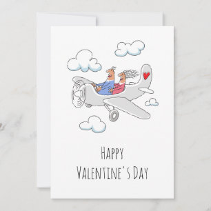 Glad Alla hjärtans dag Red Heart Älskare-flygplan Julkort