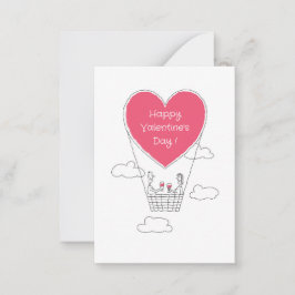 Glad Alla hjärtans dag Red Heart Balloon lite Anteckningskort