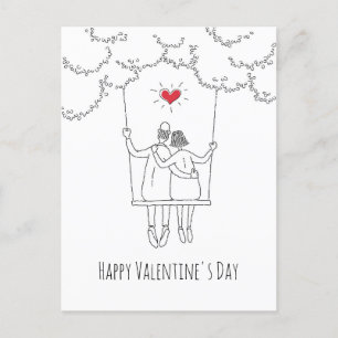 Glad Alla hjärtans dag Red Heart Swing Älskare Helg Vykort