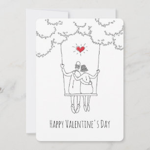 Glad Alla hjärtans dag Red Heart Swing Älskare Julkort