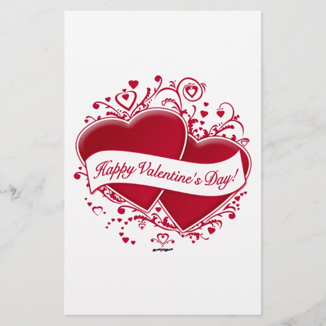 Glad Alla hjärtans dag! Red Hearts Brevpapper (Framsida)