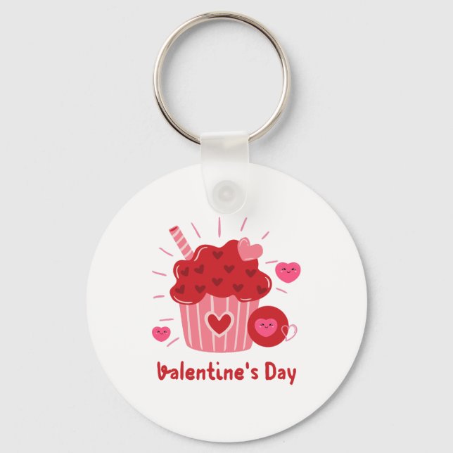 Glad Alla hjärtans dag - Red Hearts Cute Bilder Nyckelring (Framsida)