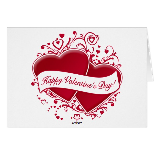 Glad Alla hjärtans dag! Red Hearts Hälsningskort (Framsidan Horizontal)