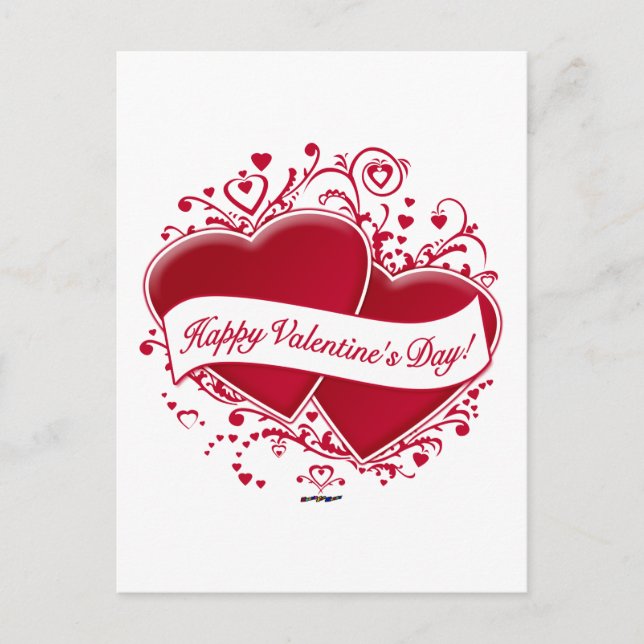 Glad Alla hjärtans dag! Red Hearts Helg Vykort (Framsida)