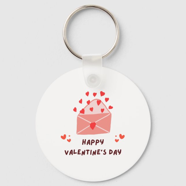Glad Alla hjärtans dag - Red Hearts Kärlek Bilder Nyckelring (Framsida)