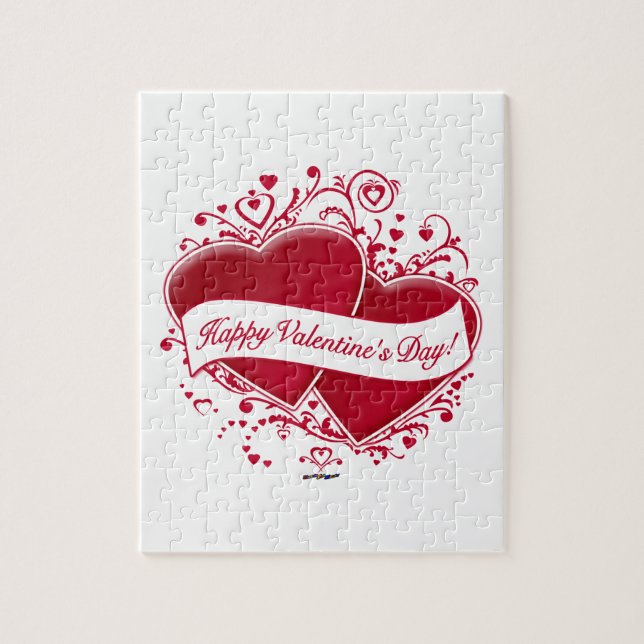 Glad Alla hjärtans dag! Red Hearts Pussel (Vertikal)