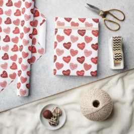 Glad Alla hjärtans dag Red &  Hearts White Presentpapper