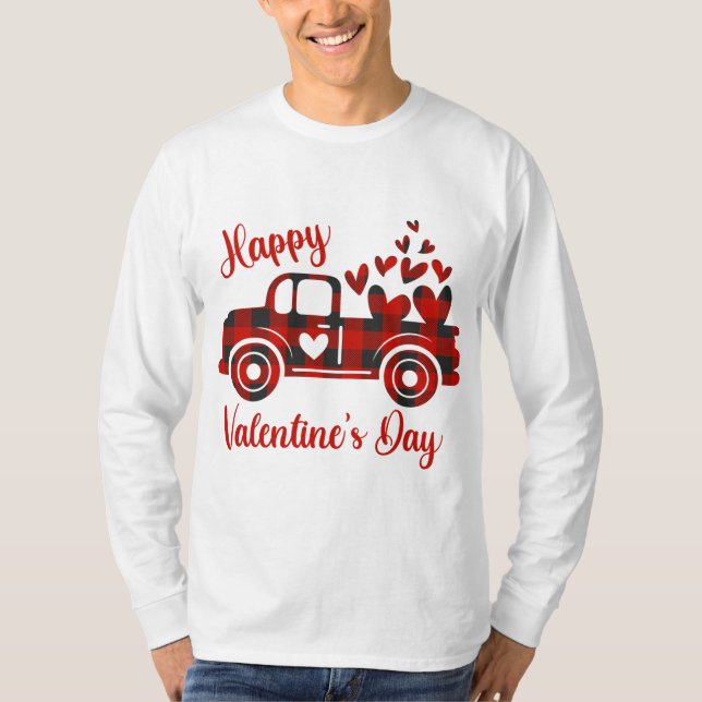 Glad Alla hjärtans dag Red Lastbil Heart Kärlek He T Shirt (Framsida)