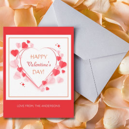 Glad Alla hjärtans dag Red Rosa Hearts Typography Julkort
