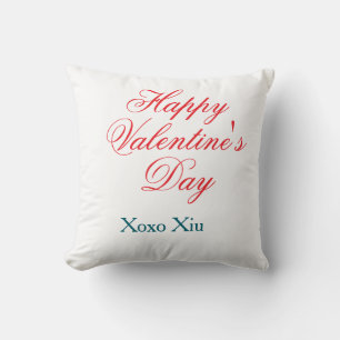 Glad Alla hjärtans dag röd blå xoxo kärlek namn Kudde