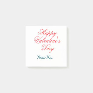Glad Alla hjärtans dag röd blå xoxo kärlek namn Post-it Block