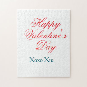 Glad Alla hjärtans dag röd blå xoxo kärlek namn Pussel