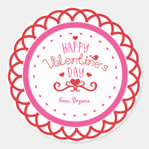 Glad Alla Hjärtans Dag Röd & Rosa Söt Klistermärke