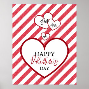 Glad Alla Hjärtans Dag Röda Hjärtans Kritstrecksba Poster