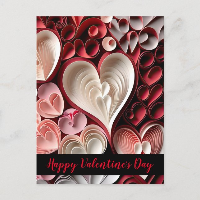 Glad Alla hjärtans dag Röda och Rosa Hearts Vykort (Framsida)