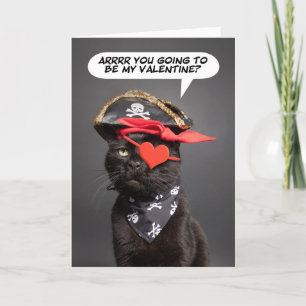 Glad Alla hjärtans dag Rolig Katt Pirat Humor Helgkort