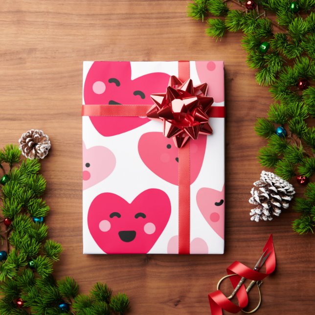 Glad Alla hjärtans dag Roliga Rosa Röda hjärtan  Presentpapper (Julgåva)