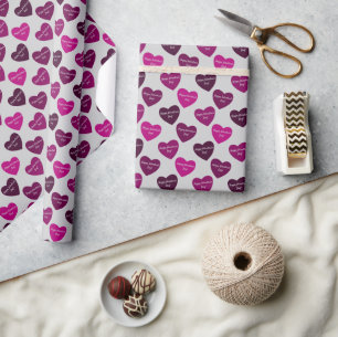 Glad Alla hjärtans dag Romantic Red Hearts Grått Presentpapper