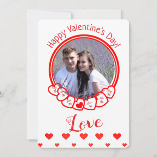 Glad Alla hjärtans dag Romantic Red Hearts Photo Julkort
