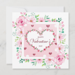 Glad Alla hjärtans dag, Romantisk Rosa Blommig Hjä Inbjudningar