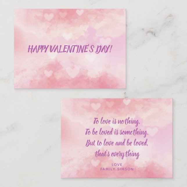 Glad Alla Hjärtans Dag Romantiska Rosa Hjärtan Anteckningskort (Fram/baksida)