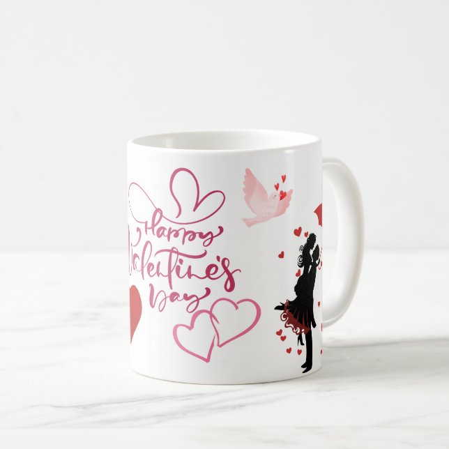 Glad Alla Hjärtans Dag Romantiskt Hjärtmugg Kaffemugg (Framsida höger)