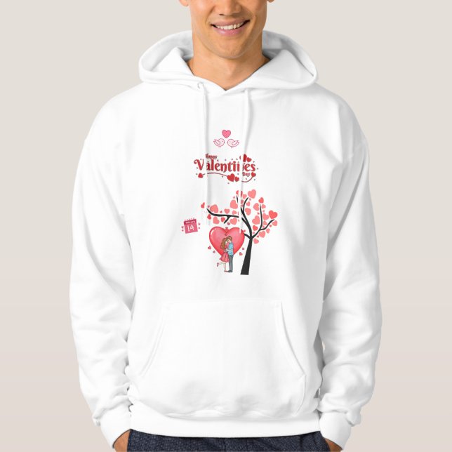 Glad Alla hjärtans dag – Romantiskt par Hoodie (Framsida)