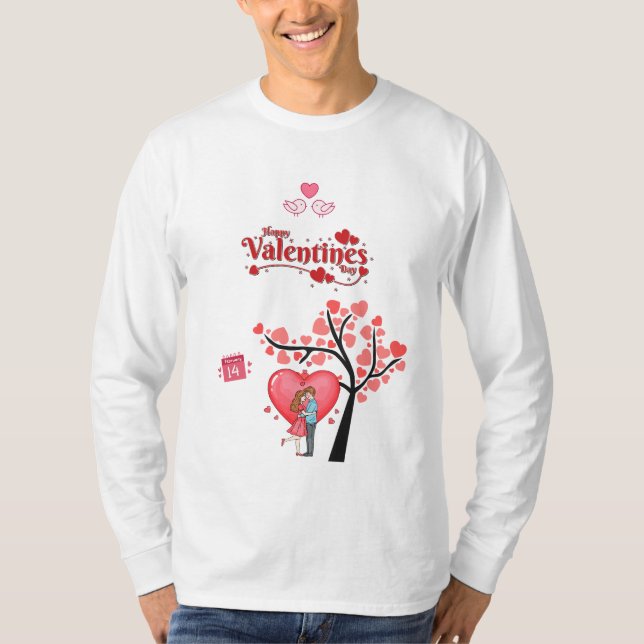 Glad Alla hjärtans dag – Romantiskt par T Shirt (Framsida)