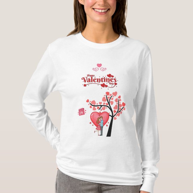 Glad Alla Hjärtans Dag – Romantiskt Par T Shirt (Framsida)